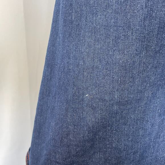 Vintage 70s Dress Size Small Blue Jean Denim Pinafore Trapeze Boho Hippie Retro - Picture 9 of 15